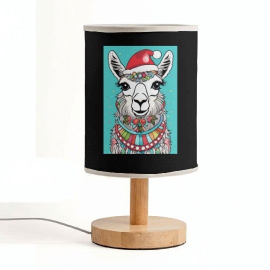 Cute llama with Christmas Hat D83C DF85 Fabric Lamps