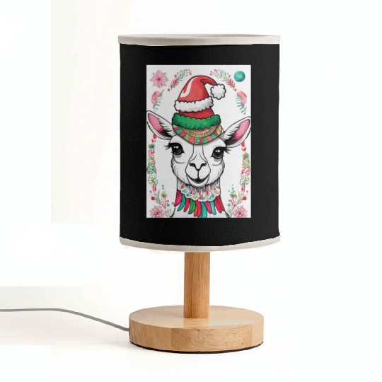 Funny cute llama Christmas lama Fabric Lamps