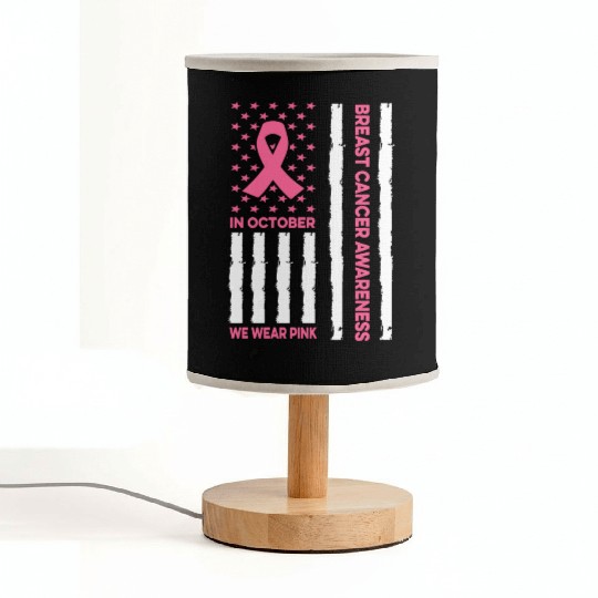In October We Wear Pink Breast Cancer Awareness Fabric Lamps