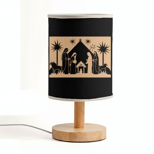 Nativity Scene with Mary Joseph Baby Jesus Fabric Lamps