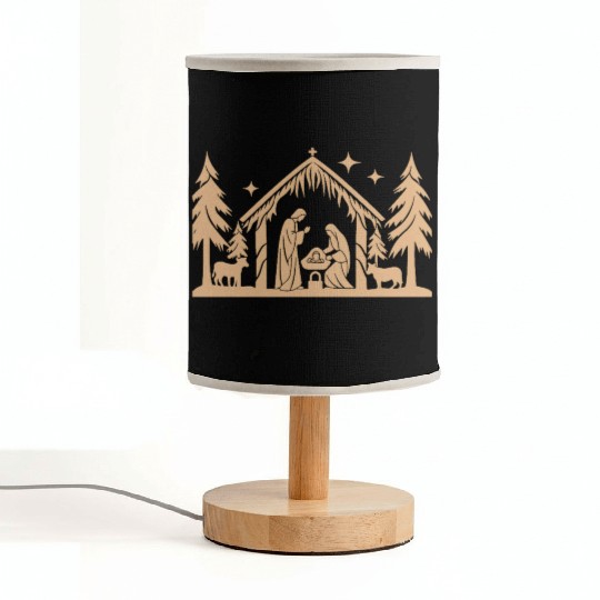 Nativity Scene with Mary Joseph Baby Jesus Fabric Lamps