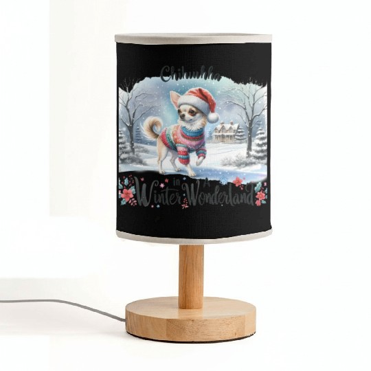 Chihuahua In a Winter Wonderland Fabric Lamps