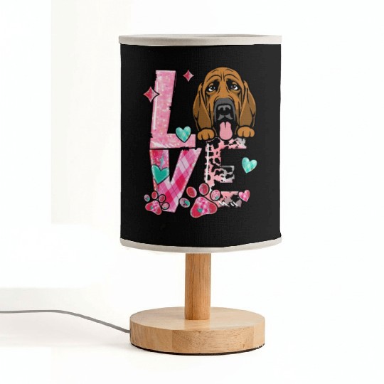 Bloodhound Dog I Love My Dog Valentines Day Fabric Lamps