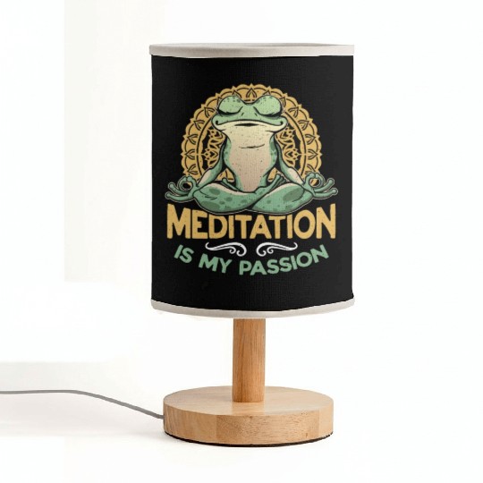 Meditation Is My Passion Yoga Exercise Frog Lover Fabric Lamps