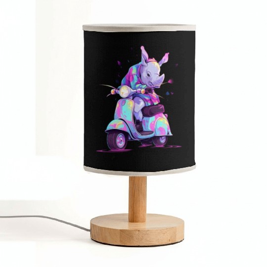 Rhino Riding Scooter Funny Rhinoceros Biker Moped Fabric Lamps
