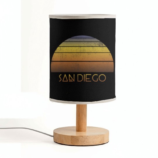 Retro San Diego California Sunset Vacation Fabric Lamps