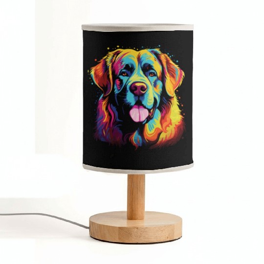 Watercolor Colorful Great Pyrenees Fabric Lamps