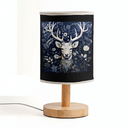 Enchanted Forest Deer Winter Bloom Fabric Lamps