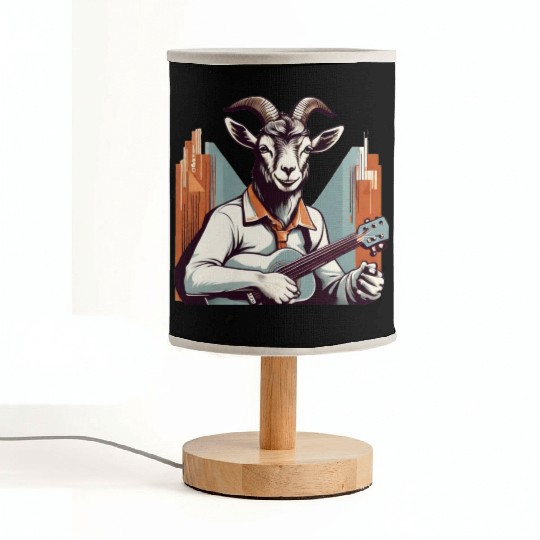 retro goat playing guitar vintage style Fabric Lamps
