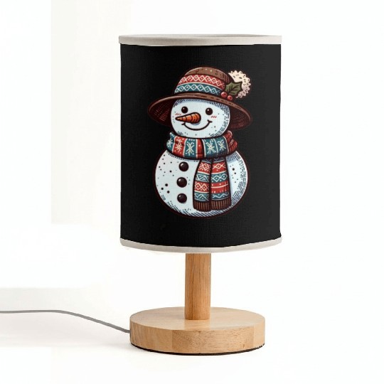 Winter Wonderland: Charming Snowman Illustration Fabric Lamps