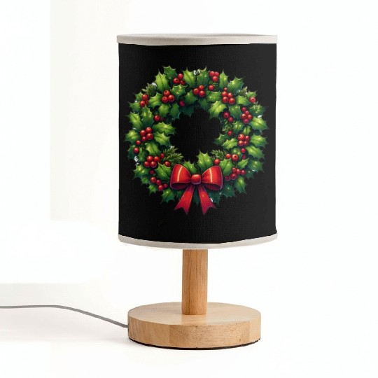 Festive Foliage: Classic Christmas Wreath Fabric Lamps