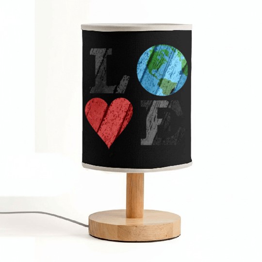 Earth Love With Heart And Earth Fabric Lamps