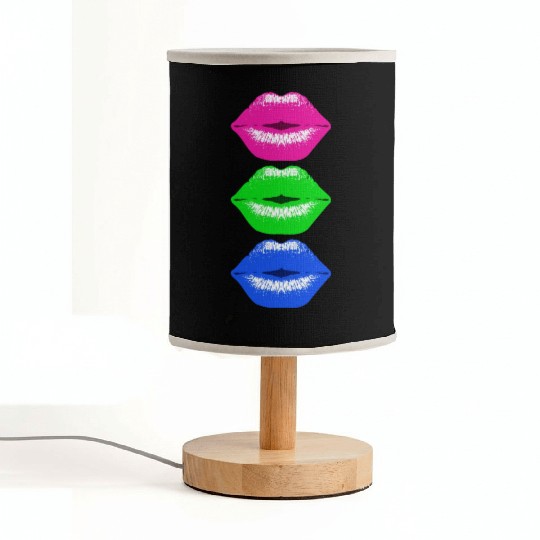 3 Kissing Lips Neon Colors Fabric Lamps