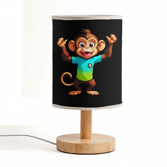 A Cartoonish Monkey in a Playful Pose Fabric Lamps