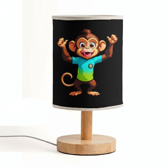 A Cartoonish Monkey in a Playful Pose Fabric Lamps