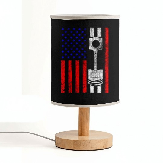 American Flag Piston Muscle Car Patriotic Vintage Fabric Lamps