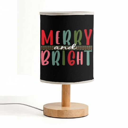 Womens Merry and Bright Christmas Tree Fabric Lamps