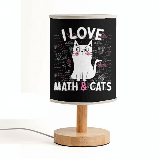 I Love Math and Cats Feline Lover Fabric Lamps