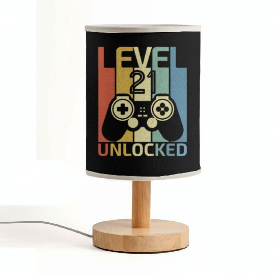 Level 21 Unlocked Funny Video Gamer 21st Birthday Fabric Lamps
