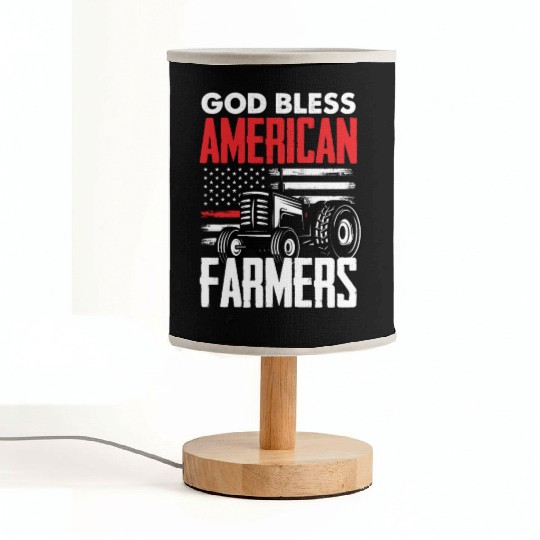 Patriotic US Flag Tractor Farmer Funny Farmer Gift Fabric Lamps