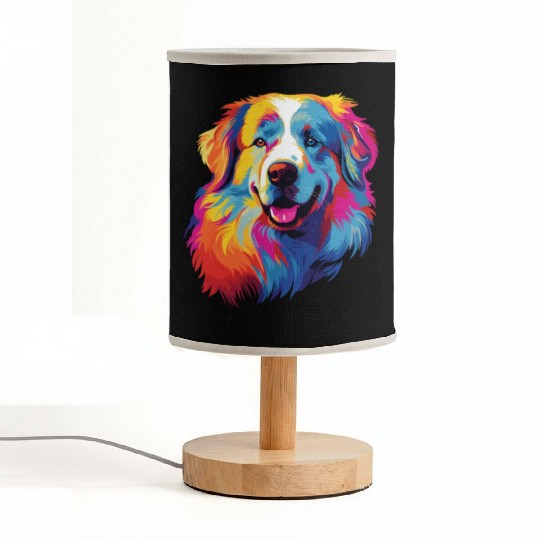 Watercolor Colorful Great Pyrenees Fabric Lamps