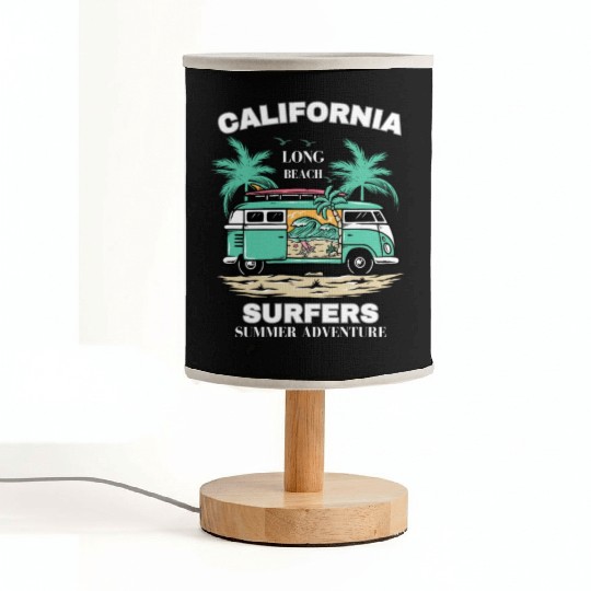 Men's And Women's California Long Beach Print Fabric Lamps