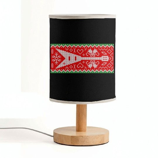 Christmas Pattern With Heavy Metal Electric Guitar Fabric Lamps