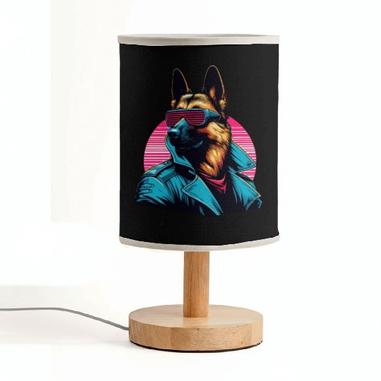 Funny trendy german shepherd cyber retro portrait Fabric Lamps