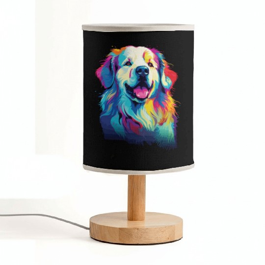 Watercolor Colorful Great Pyrenees Fabric Lamps