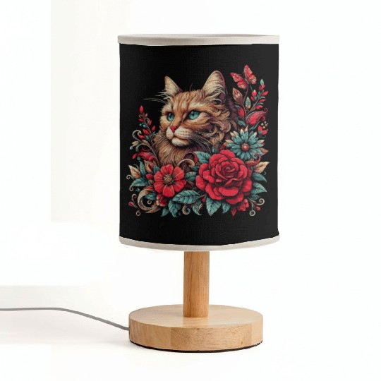 Floral Cat Mom - Cat Lovers and Animal Enthusiasts Fabric Lamps