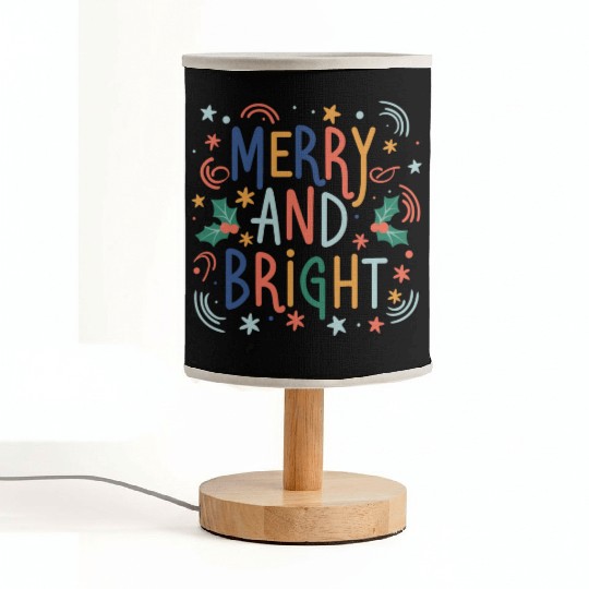 Merry and Bright Colorful Pastel Christmas Design Fabric Lamps