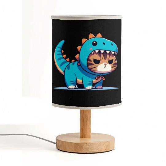 Grumpy Cat in Velociraptor Costume Fabric Lamps