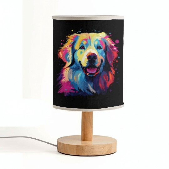 Watercolor Colorful Great Pyrenees Fabric Lamps