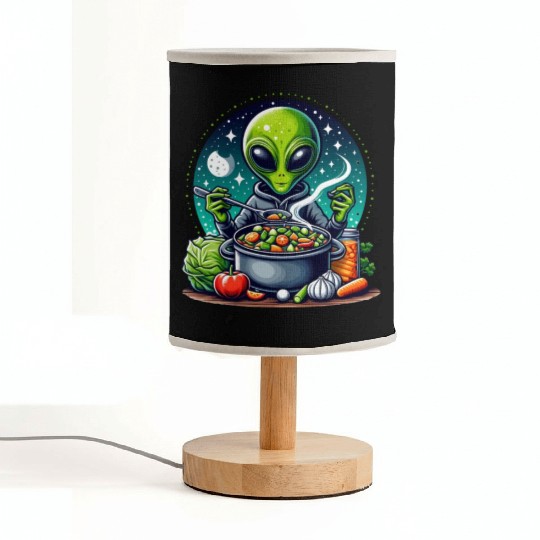 Alien chef cooks vegetable soup Fabric Lamps