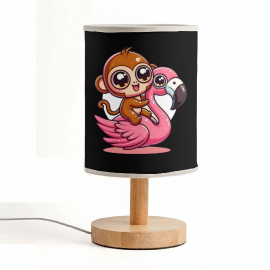 Monkey Rider on a Flamingo Fabric Lamps