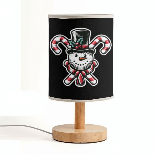 Candy Cane Cheer - snowman with Top Hat design Fabric Lamps