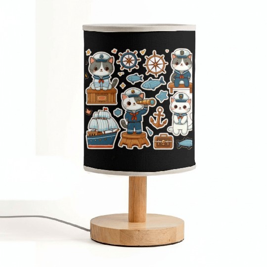 Sailor Whiskers: Little Sailor Kitties Sticker Fabric Lamps