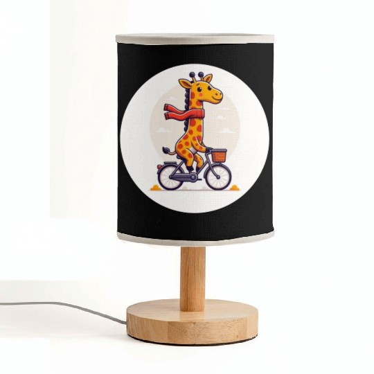 Sweet baby giraffe riding a bike Fabric Lamps