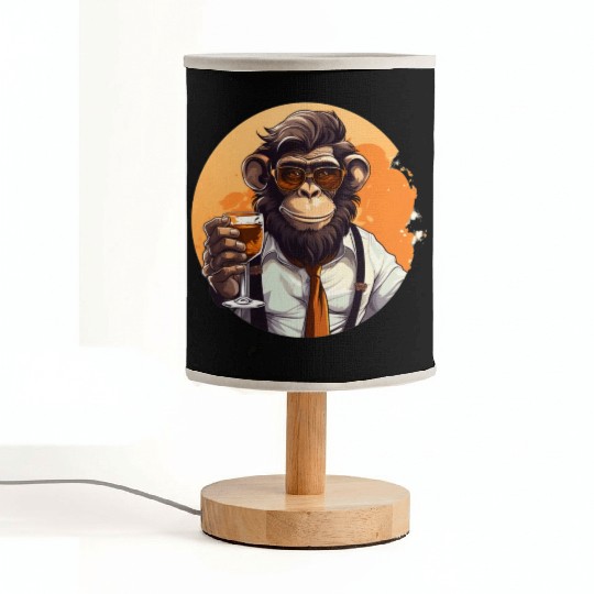 Cool Monkey With Drink Funny Animals Chimpanzee Fabric Lamps