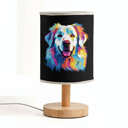 Watercolor Colorful Great Pyrenees Fabric Lamps