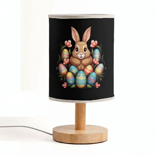 Easter Bunny Rabbit Colorful Eggs Easter Egg Hunt Fabric Lamps