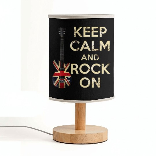Keep Calm and Rock On Union Jack Guitar Fabric Lamps