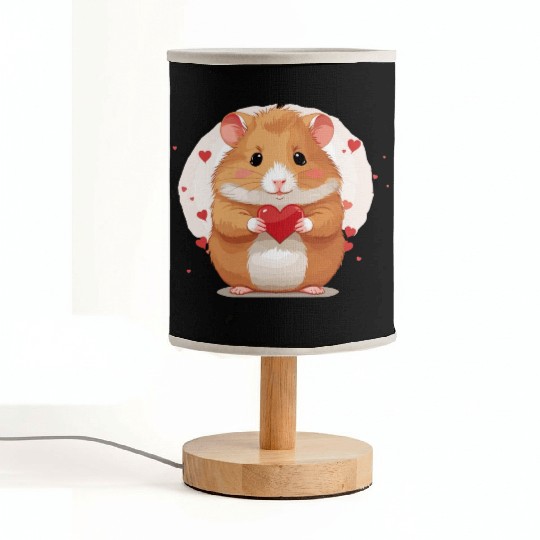 Hamster love heart valentine day motif Fabric Lamps