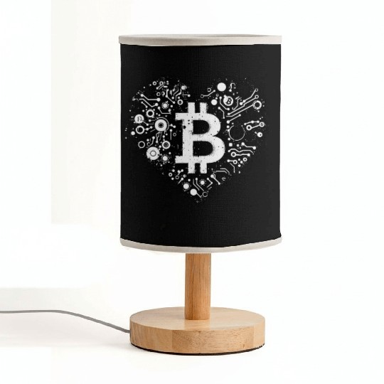 Bitcoin symbol crypto coins heart love 2 Fabric Lamps