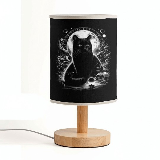 Scary Horror Black Cat Fabric Lamps