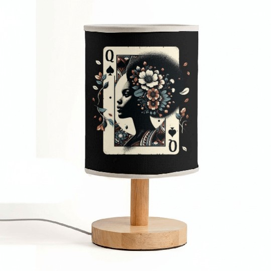 Black Queen Poker Tarot Card African American Fabric Lamps