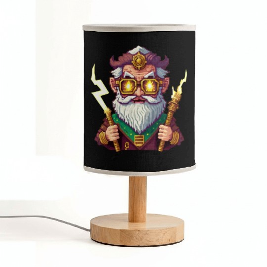 Angry Zeus Pixel Art, Wearing Steampunk Glasses Fabric Lamps