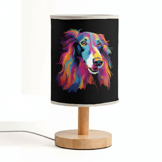 Watercolor Colorful Russian Greyhound Fabric Lamps