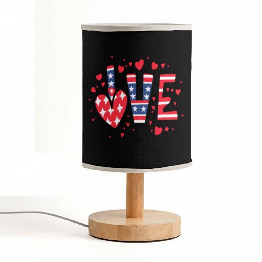 Valentines Day Flag Patriotic Lover Red Hearts Fabric Lamps