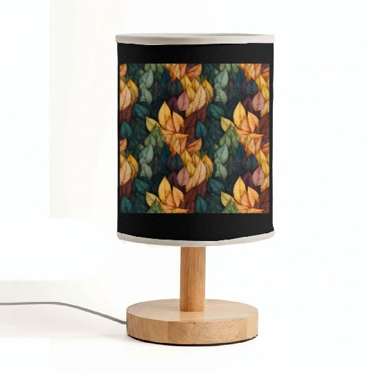 Colorful Fall Leaves Pattern Fabric Lamps